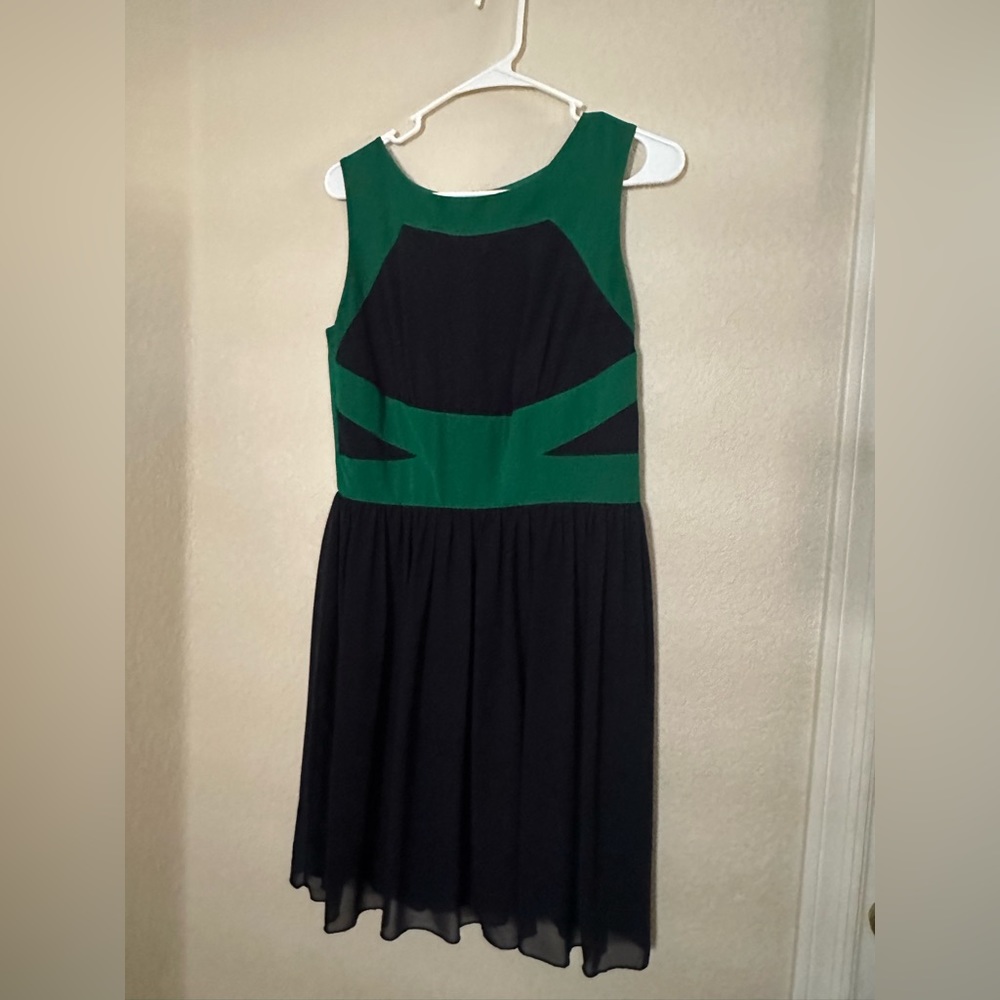 Green & navy dress